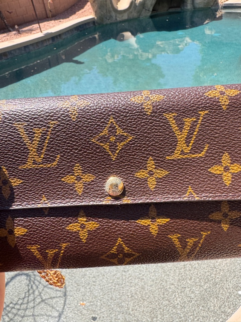 Louis Vuitton Brown Monogram Crossbody Wallet with Gold Chain - Picture 6 of 12